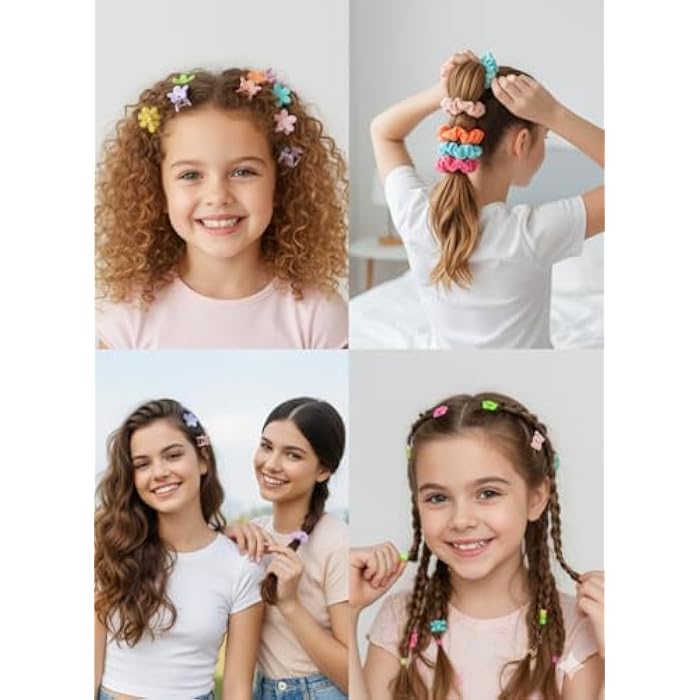 Kids Hair Ties Set in Gift Box – Assorted Girls Hair Accessories in Multiple Colors – Soft & Firm Rubber Clips & Ties, Suitable for Daily Use and Occasions (Shape 1) - Image 3